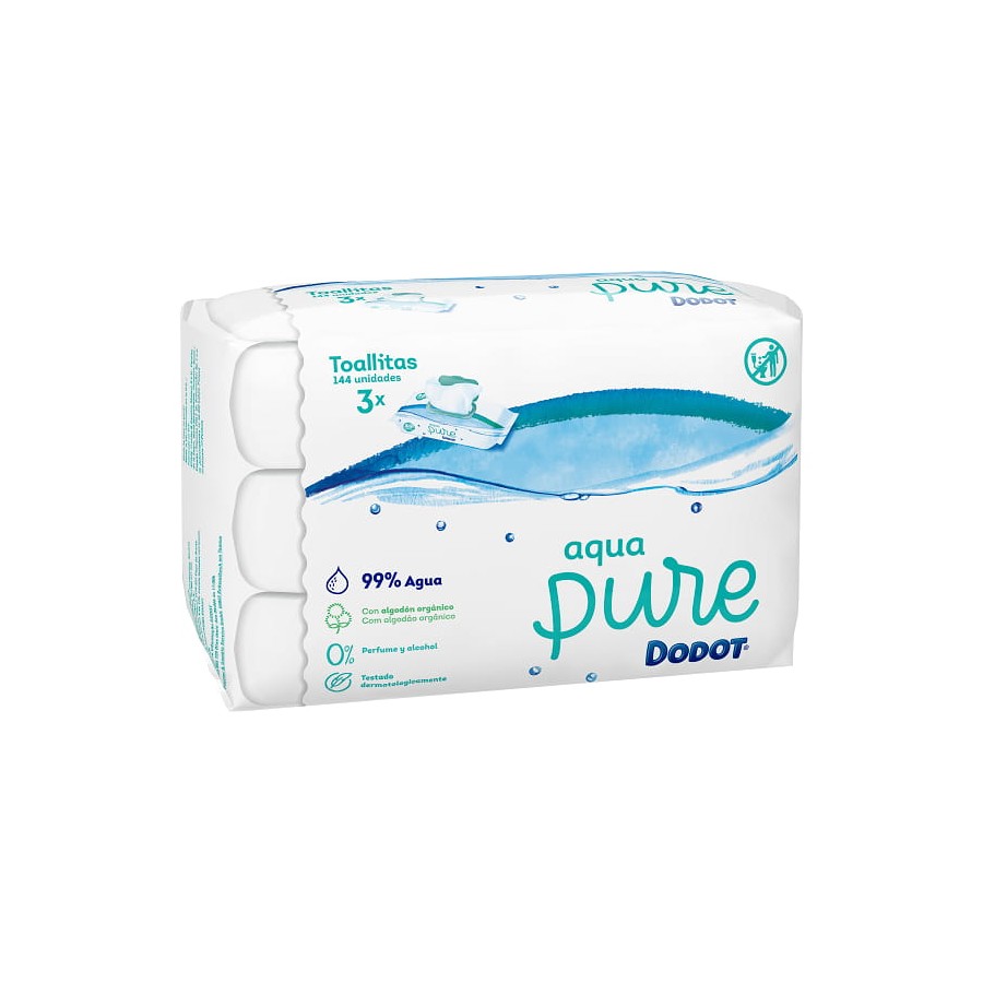 9 Envases de toallitas higiénicas Dodot Aqua Pure para bebé (9×48= 432  toallitas) por sólo 18,36€