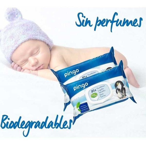 Toallitas Húmedas Ecológicas Pingo.  Paquete 80 Uds.