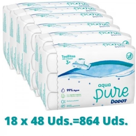 Toallitas Dodot Pure Aqua para Bebé, 99% Agua, 864 Unidades, 18 Packs -  Blog de Chollos