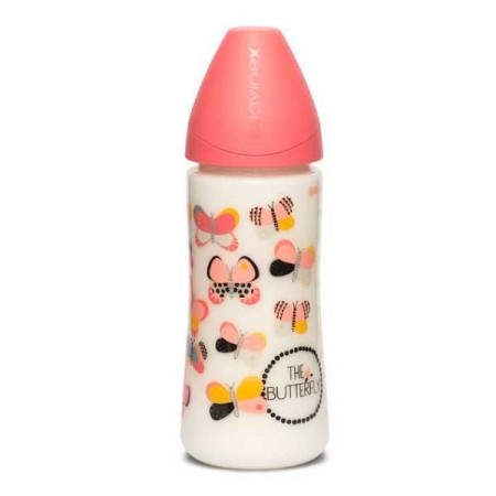 Biberón 360 ml. mariposas rosas. Suavinex