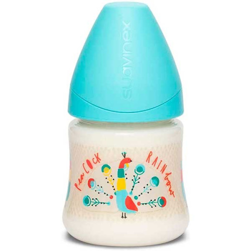 Biberón 150 ml. flujo lento (látex) mariposas. Suavinex