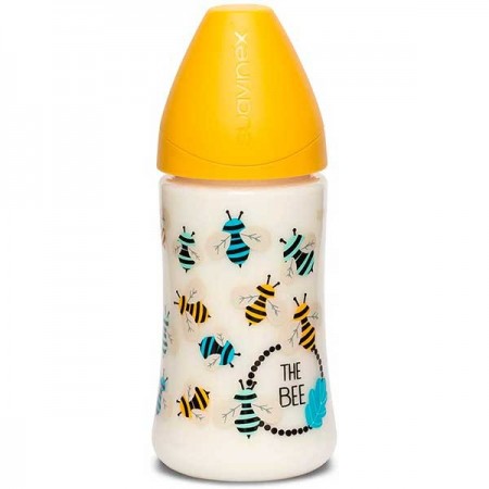Biberón 270 ml. 3 posiciones. látex. abejas amarillo. Suavinex