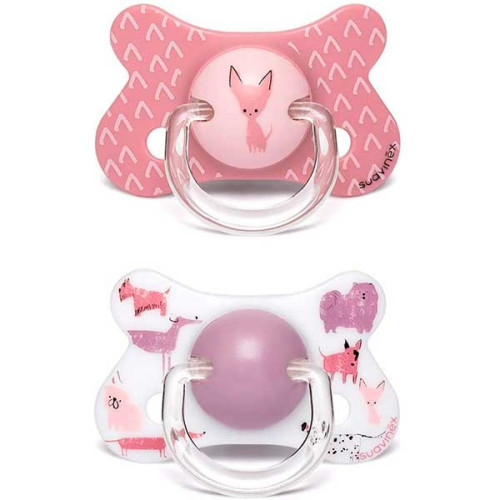 Chupete fusión. Tetina fisiológica (+18 meses) 2 unidades. Perros rosa. Suavinex