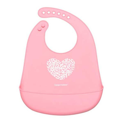 Babero de Silicona Corazon Rosa.  Canpol Babies