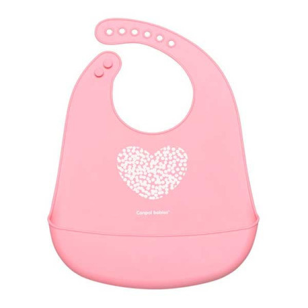 Babero de Silicona Corazon Rosa.  Canpol Babies