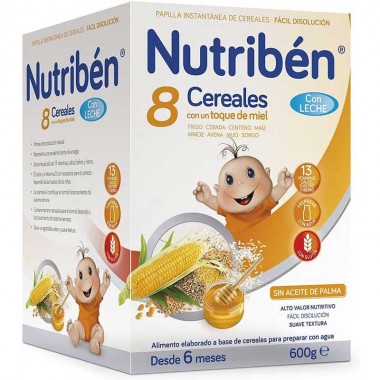 Papilla 8 Cereales+Miel+Frutas 600 g. Nutribén