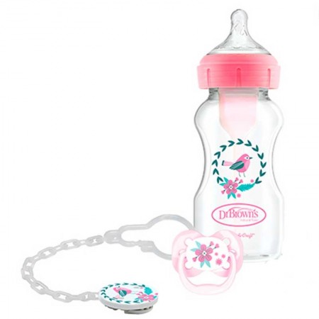 Biberón Anticólico Boca Ancha + chupete + broche 270 ml. DrBrown´s