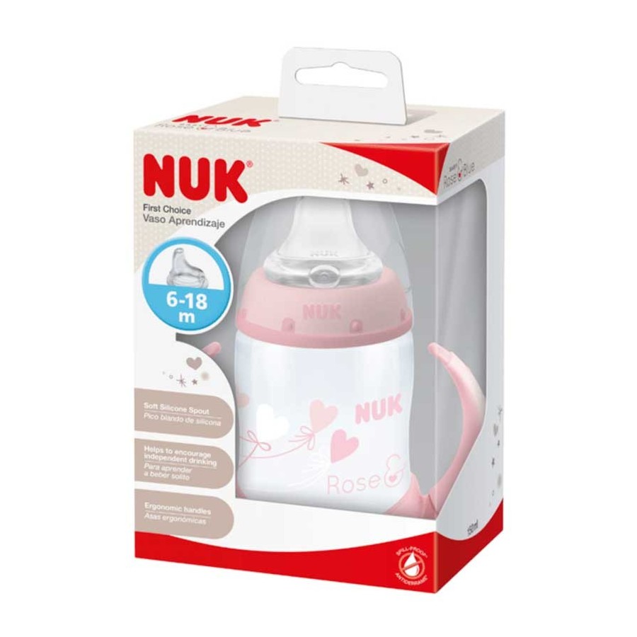 NUK biberón First Choice+ Flow Control, 6-18 meses, Control de  temperatura, Tetina de silicona, Válvula anticólica, Sin BPA, 360 ml, Azul