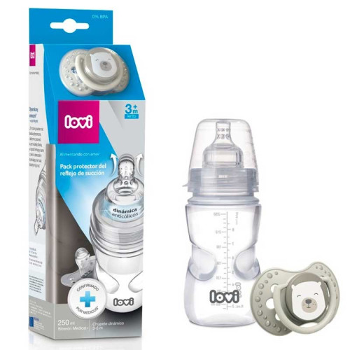 Biberón Tetina dinámico + chupete 250 ml . Lovi