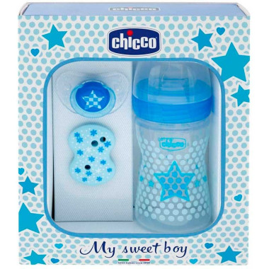 Set Regalo Wellbeing Silicona 0m+ Chicco – Biberón + chupete + clip, el pack perfecto para recién nacido