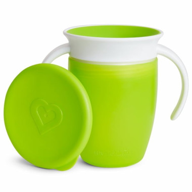 Taza Antigoteo Miracle 360 con Asas y Tapa Munchkin 200 ml | Vaso de Aprendizaje para Bebé Sin Derrames