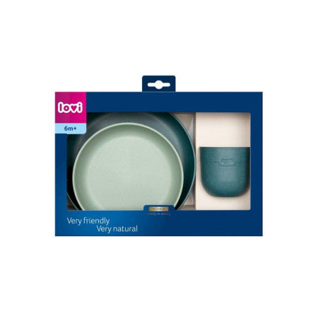 Vajilla infantil con vaso . Lovi