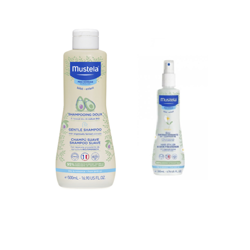 Duplo Champú suave bebe + Agua de peinar . Mustela