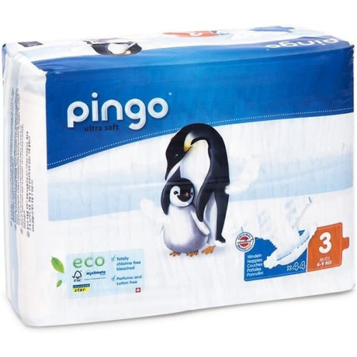 Pañales Ecológicos Pingo Talla 3 Midi.  (Pack 2 x 44). 88 Uds.