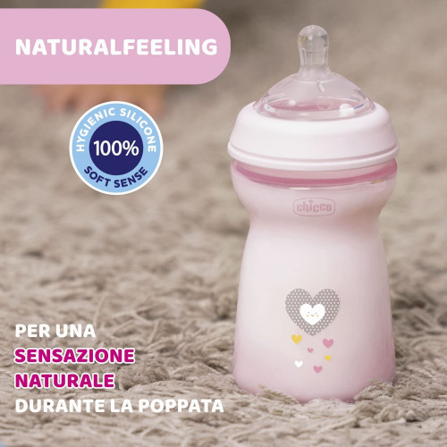 Biberón Natural Feeling anticólico silicona 330 ml. Chicco