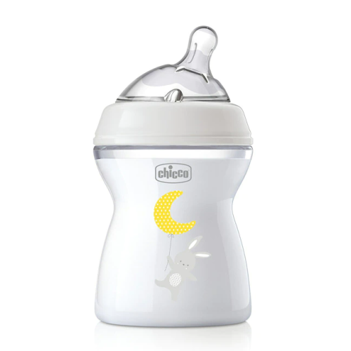 Biberón Natural Feeling Vidrio anticólico silicona 250 ml,. Chicco