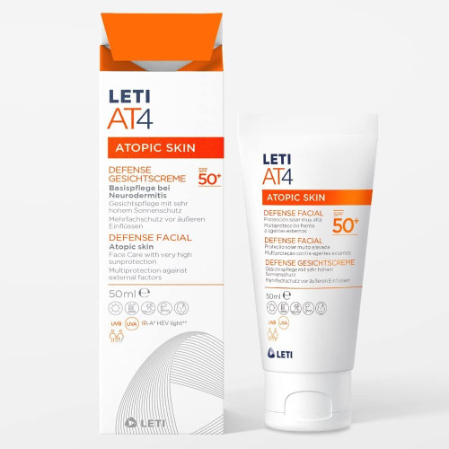 Leti At4 Defensa facial SPF50+. Atopic Skin