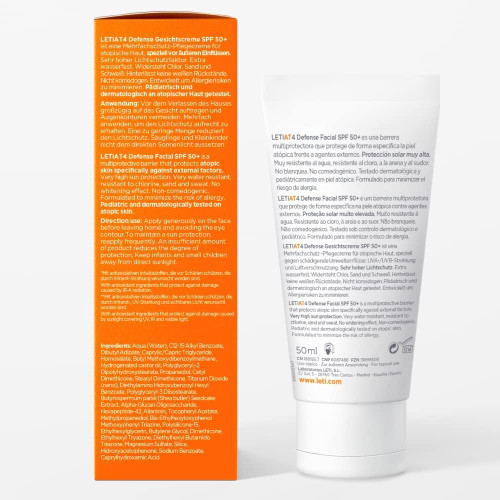 Leti At4 Defensa facial SPF50+. Atopic Skin