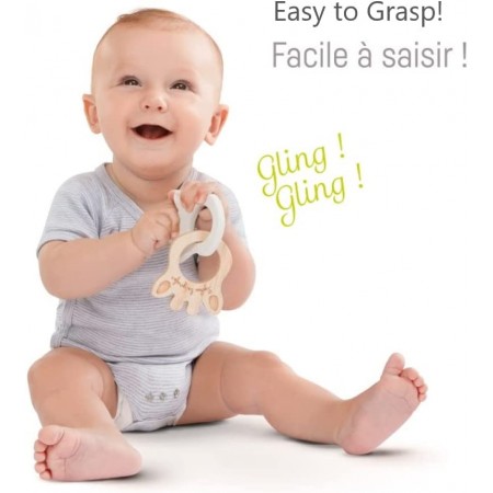 Mordedor anillo silueta caucho&madera. Sophie...