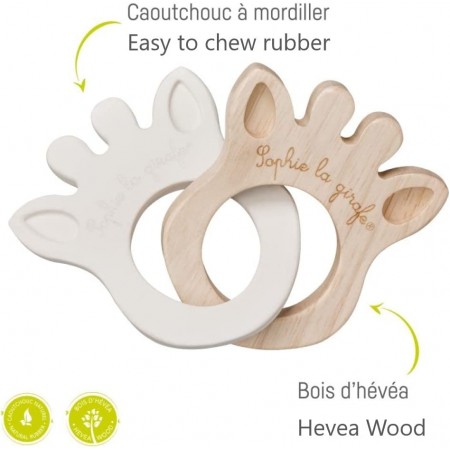 Mordedor anillo silueta caucho&madera. Sophie...