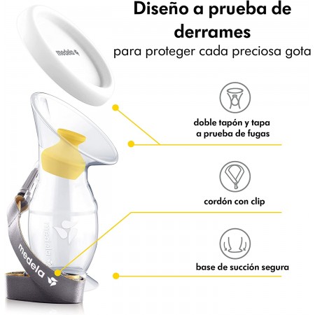 Colector de leche materna de silicona. Medela