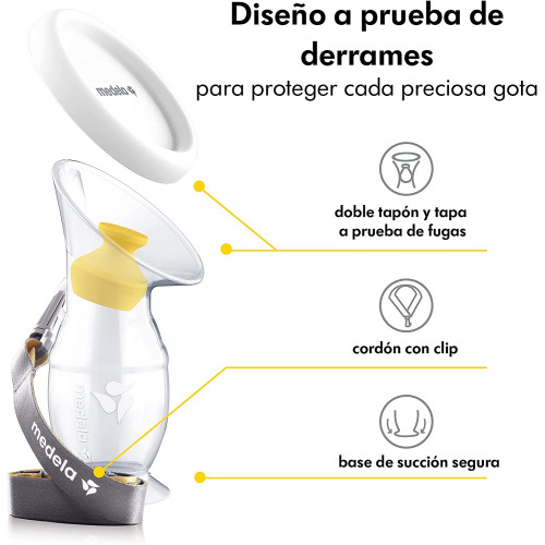 Colector de leche materna de silicona. Medela
