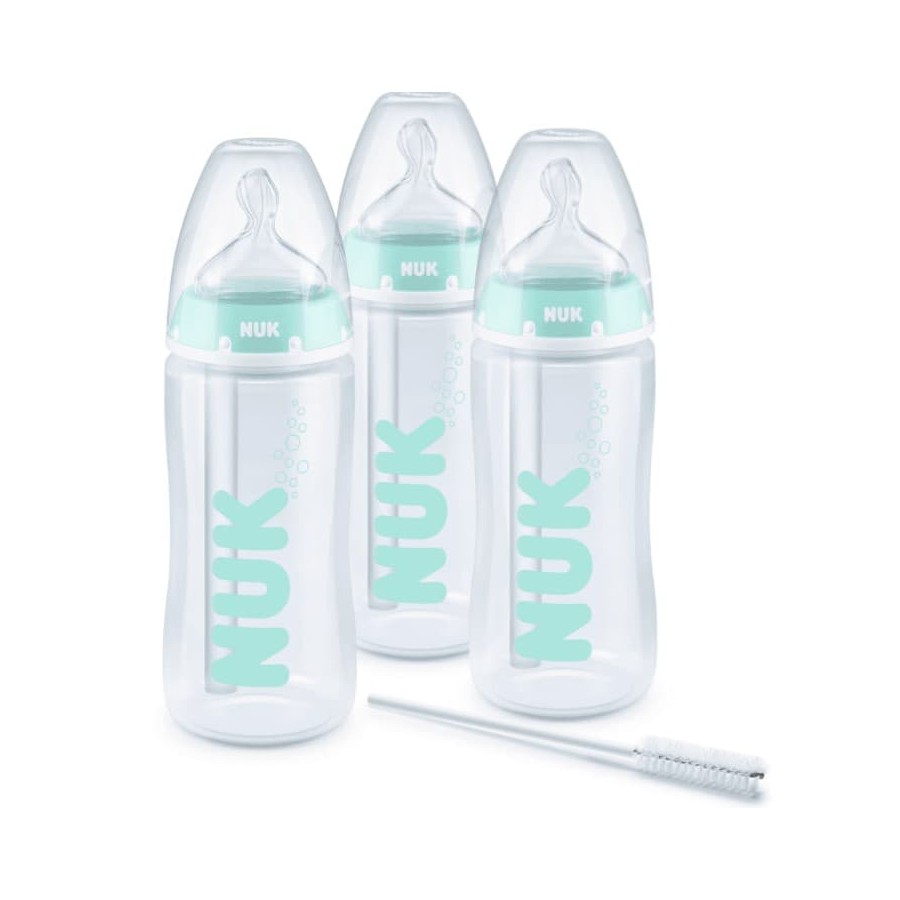 NUK First Choice Biberón, 6-18 meses, Control de temperatura, Válvula  anticólico, 300 ml, Tetina de silicona, Sin BPA, Mickey Mouse