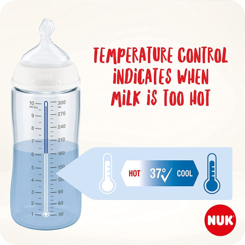 Biberón First Choice Mickey control temperatura, silicona (6-18) 300ml.Nuk