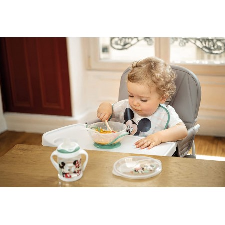 Bol Mickey/Minnie con ventosa tapa y cuchara....