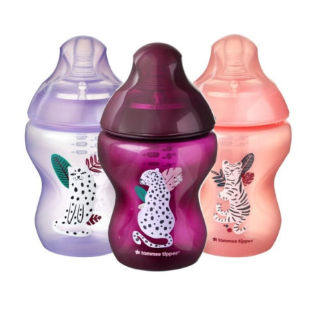 Pack 3 biberones Tommee Tippee Closer to Nature 260 ml | Biberones anticólicos bebé flujo medio