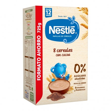 Papilla 8 cereales con cacao, formato ahorro. Nestlé