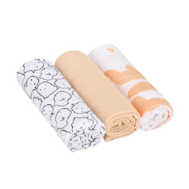 Pack de 3 muselinas Lässig 85x85 cm para bebé | Gasas algodón suaves multiuso