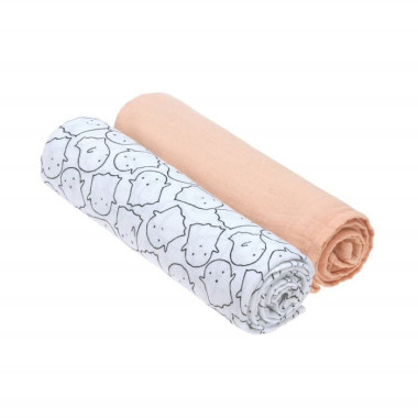 Pack de 2 muselinas Lässig 120x120 cm para bebé | Gasas grandes algodón suave multiuso