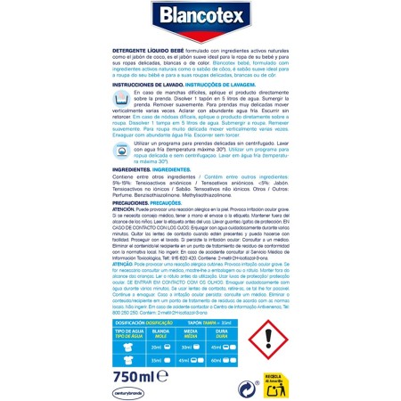 Blancotex Detergente Ropa Bebé, 750 Mililitros : : Salud y cuidado  personal
