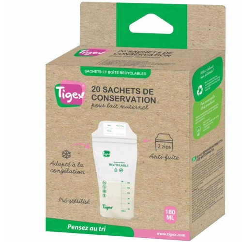 Bolsas para Leche Materna de 180 ml ( 20 uds) Eco. Tigex