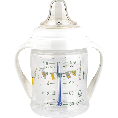 Biberón entrena control temperatura silicona con asas. Tigex