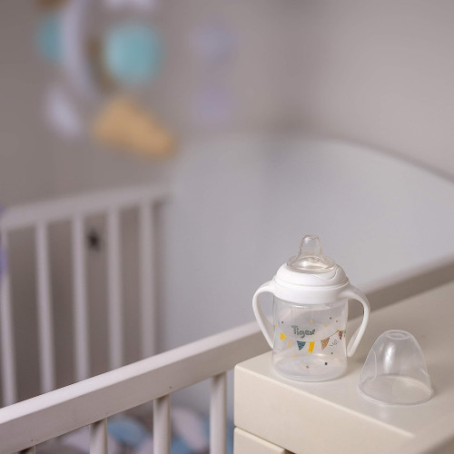 Biberón entrena control temperatura silicona con asas. Tigex