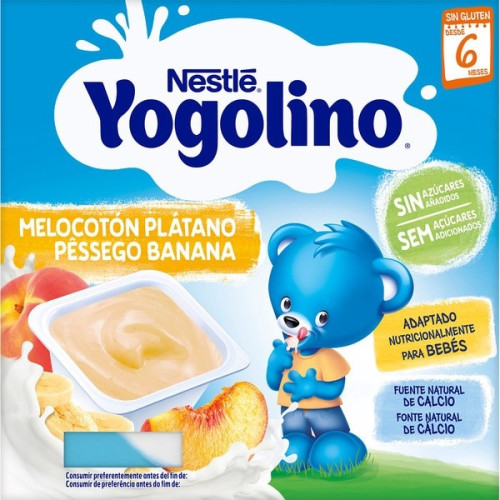 Yogolino suave y cremoso, Melocotón y plátano 4x100gr. Nestle