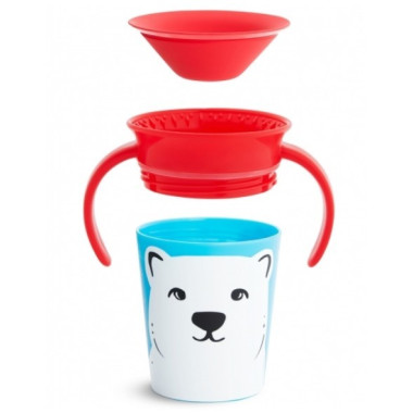 Taza Antigoteo Miracle 360 WildLove Munchkin 175 ml Oso Polar | Vaso de Aprendizaje para Bebé Sin Derrames