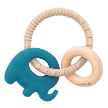 Mordedor Sensorial Elefante Olmitos Silicona y Haya Bebé BPA Free