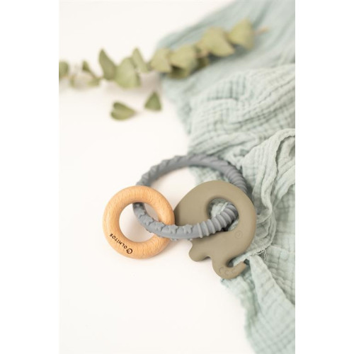 Mordedor sensorial elefante silicona y haya. Olmitos