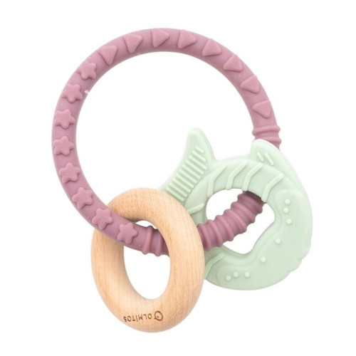 Mordedor sensorial Pez silicona y haya. Olmitos