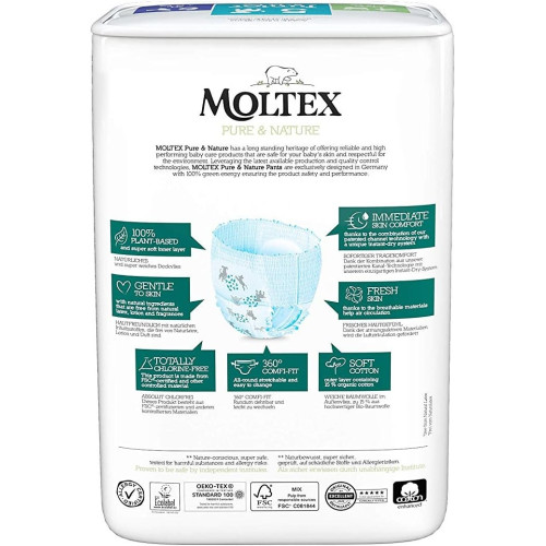 Pañales Pants Pure & Nature Talla 5 (9-14 kg) 20 Uds. Moltex