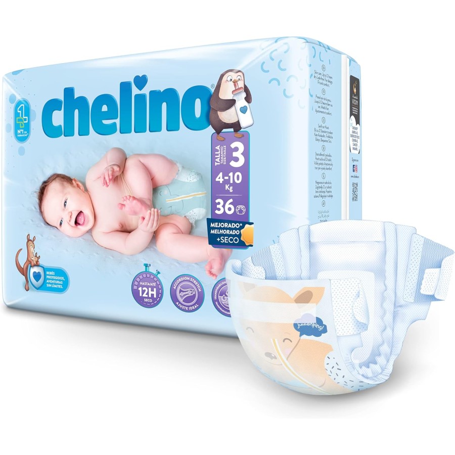 Chelino Pañal para recién nacido, Talla 2 (3-6 kg), 168 Pañales :  : Bebé