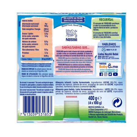Yogolino Natural sin azúcares 4x100gr. Nestle
