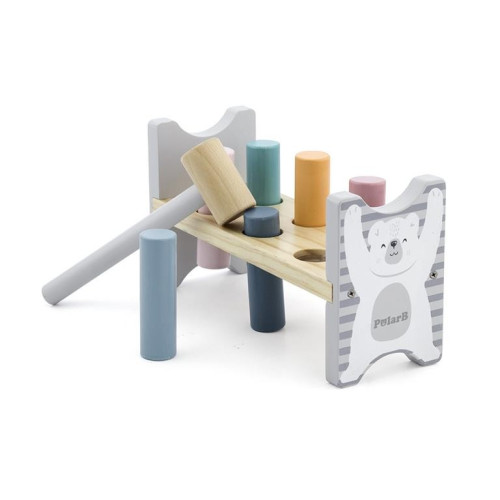 Juguete de madera banco con martillo. PolarB