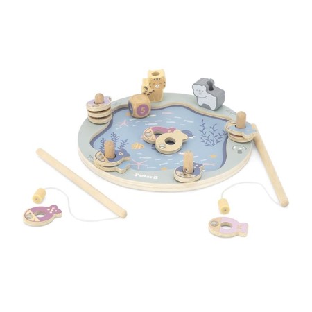 Juguete de madera pesca con estanque magnético....