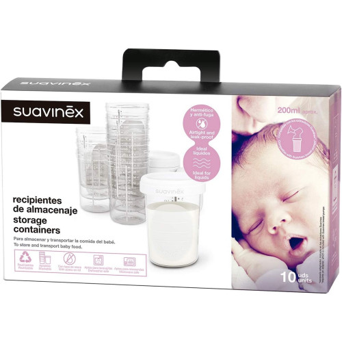 Tarritos de almacenaje de leche materna (10ud). Suavinex