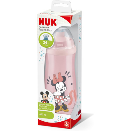 Botella aprendizaje NUK Sport Cup Mickey Minnie 450ml 24m+ antigoteo silicona