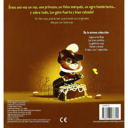 El gato con botas , libro con texturas.Timunmas